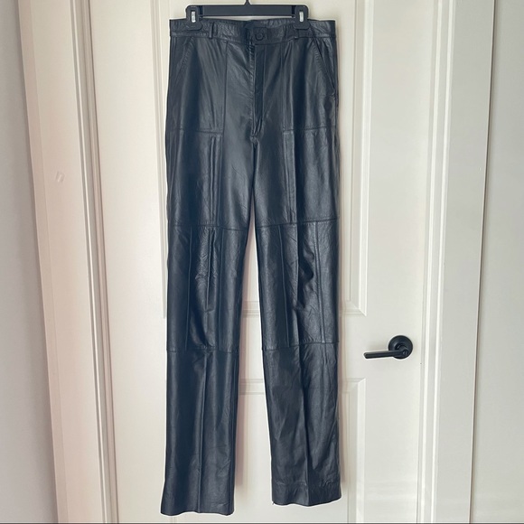 Vintage Pants - Sale🌸 VTG High Waisted Patchwork Unisex Leather Pants With Pockets Straight Leg